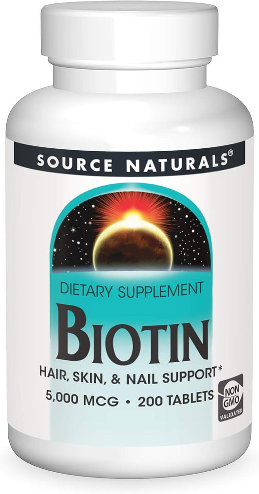 Biotin, 5,000 mcg , 200 Tablets by Source Naturals