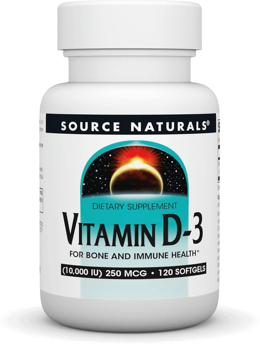 Vitamin D-3, 250 mcg (10,000 IU), 120 Softgels by Source Naturals
