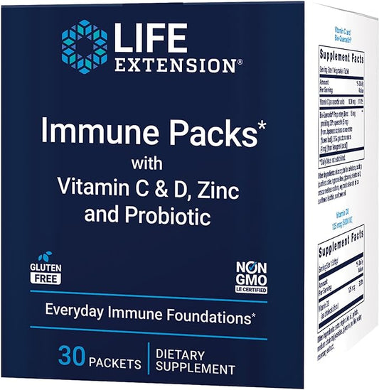 Immune Packs with Vitamin C & D, Zinc and Probiotic, 30 Packets by Life Extension