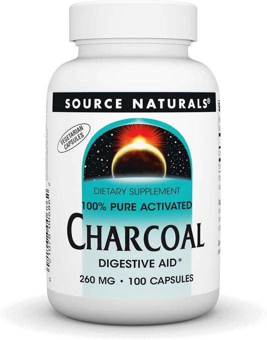 100% Pure Activated Charcoal, 260 mg , 100 Capsules by Source Naturals