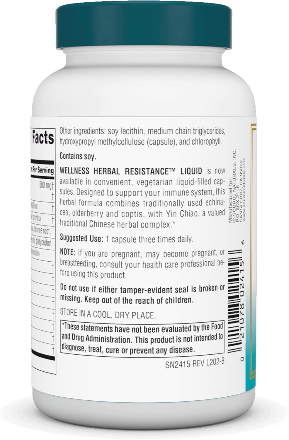 Wellness Herbal Resistance Liquid Vegetarian Caps 120 Liquid Caps by Source Naturals