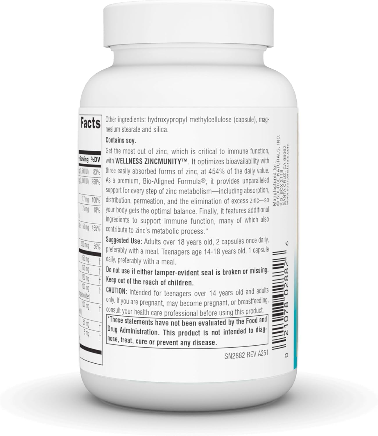 Wellness ZincMunity™, 120 Vegetarian Capsules by Source Naturals