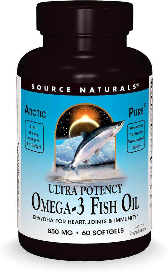 Arctic Pure®, Ultra Potency Omega-3 Fish Oil, 850 mg, 60 Softgels by Source Naturals