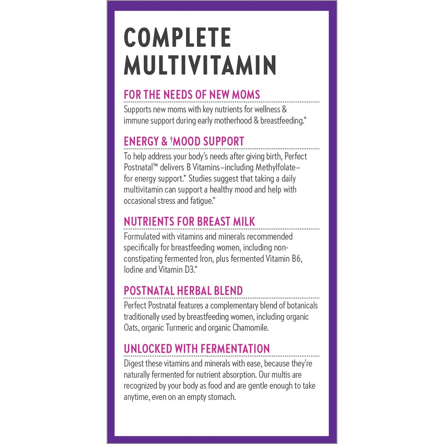 Perfect Postnatal Multivitamin 192 Tablets