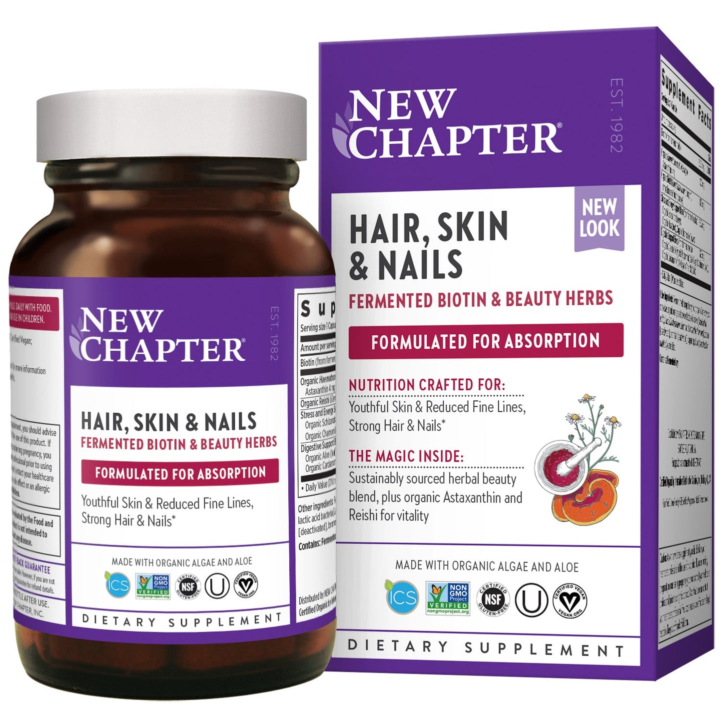 Hair, Skin & Nails: Fermented Biotin & Beauty Herbs 60 Vegan Capsules by New Chapter best price