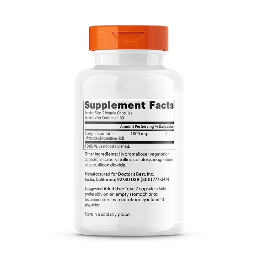 Acetyl-L-Carnitine, 1000 mg Per Serving, 120 Veggie Caps