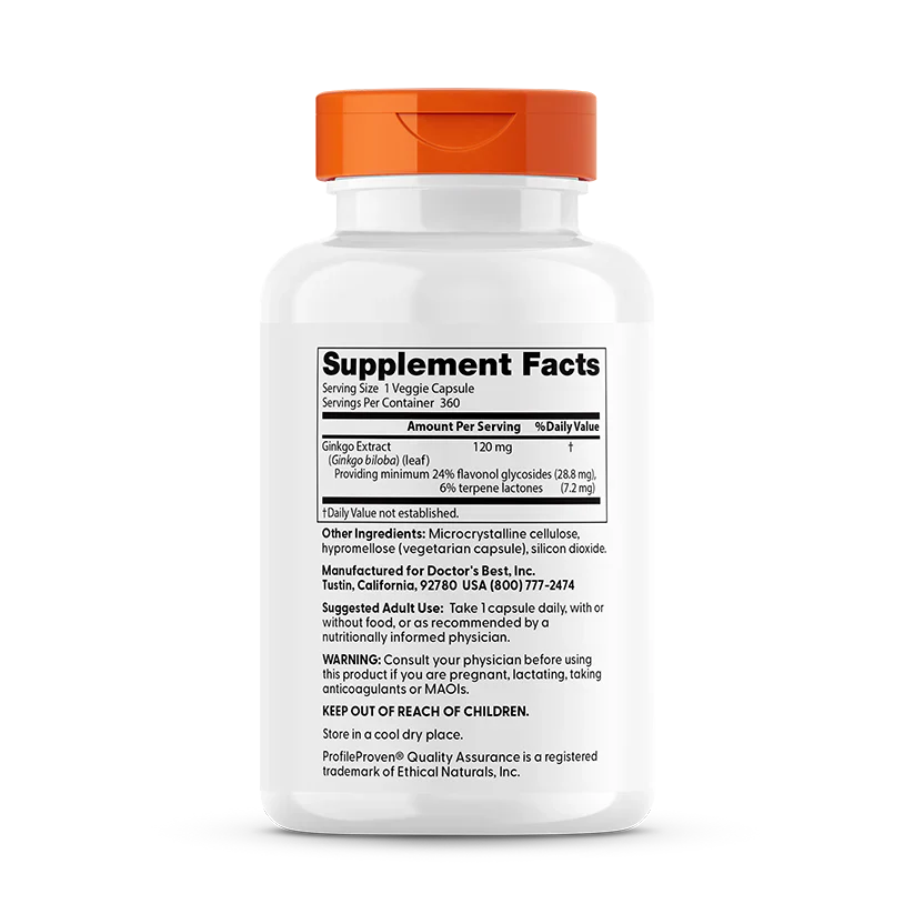 Extra Strength Ginkgo 120 mg 360 Veggie Caps
