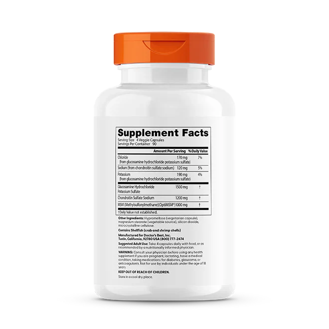 Doctor's Best Glucosamine Chondroitin MSM with OptiMSM, 360 Veggie Capsules