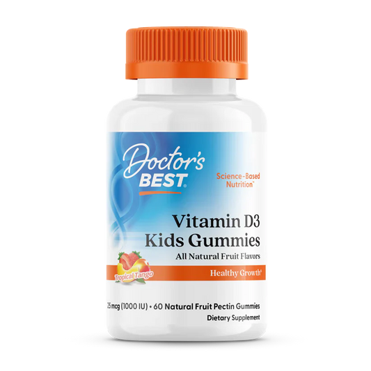 Doc's Kids Vitamin D3 Gummies, All Natural Fruit, 25 mcg (1,000 IU), 60 Gummies, by Doctor's Best