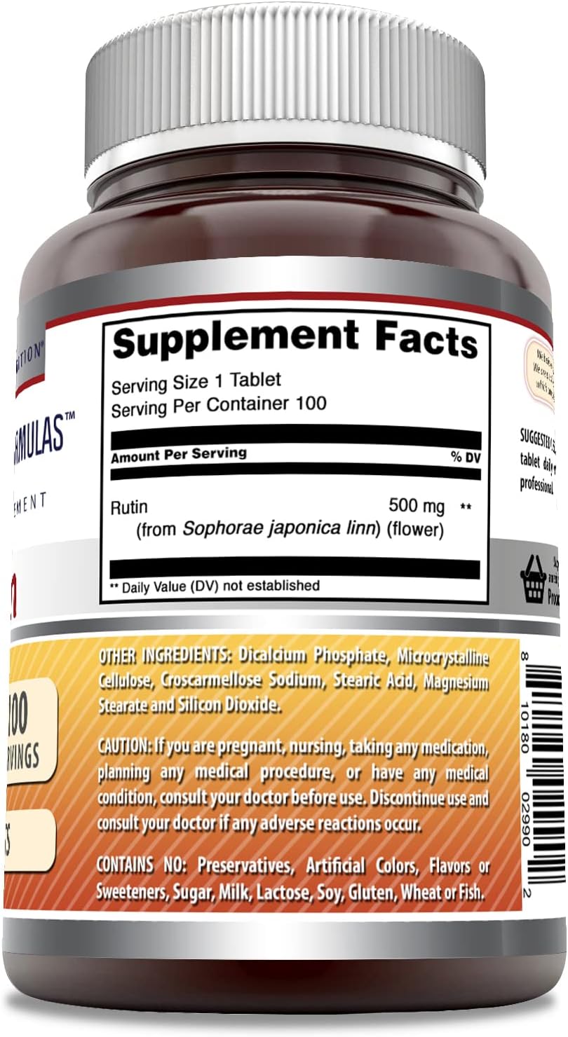 Rutin 500mg 100 Tablets by Amazing Formulas