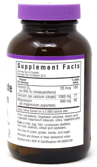 Calcium Citrate Magnesium Vitamin D3, 90 Caplets, by Bluebonnet