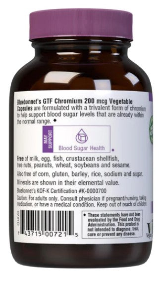 GTF Chromium 20 mcg 100 Vegetable Capsules, by Bluebonnet