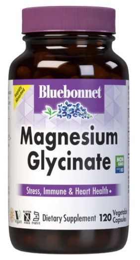 Magnesium Glycinate 400mg 120 Veggie Capsules by Bluebonnet