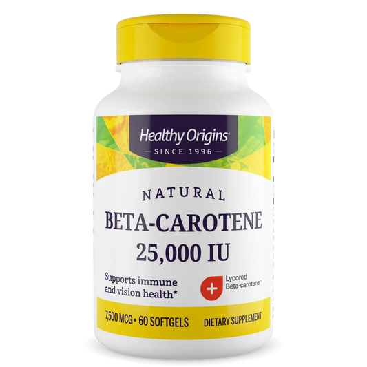 Beta-Carotene 25,000 IU (7,500 mcg) 60 softgels by Healthy Origins