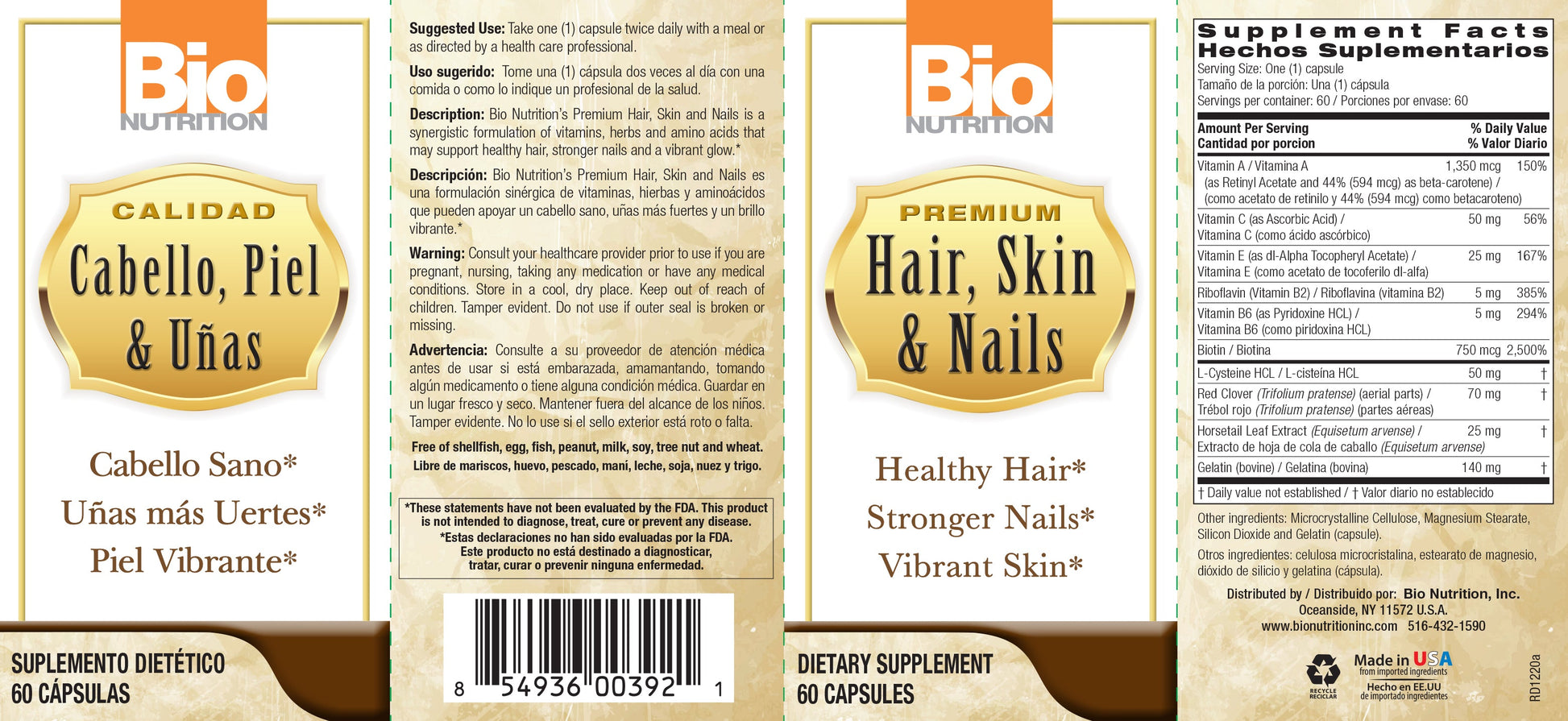 Premium Hair, Skin & Nails 60 Caps by Bio Nutrition best price