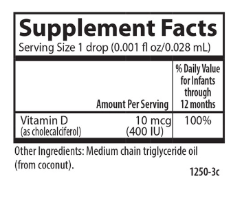 Baby's Super Daily® D3 400 IU (10 mcg) Per Vegetarian Drop 10.3 ml (365 Drops), by Carlson