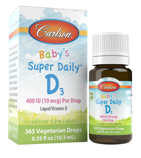 Baby's Super Daily® D3 400 IU (10 mcg) Per Vegetarian Drop 10.3 ml (365 Drops), by Carlson