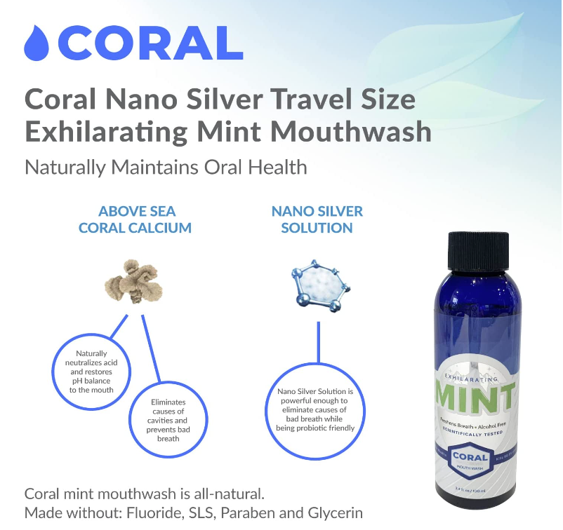 Coral Nano Silver Mouthwash Mint (3.4 oz)