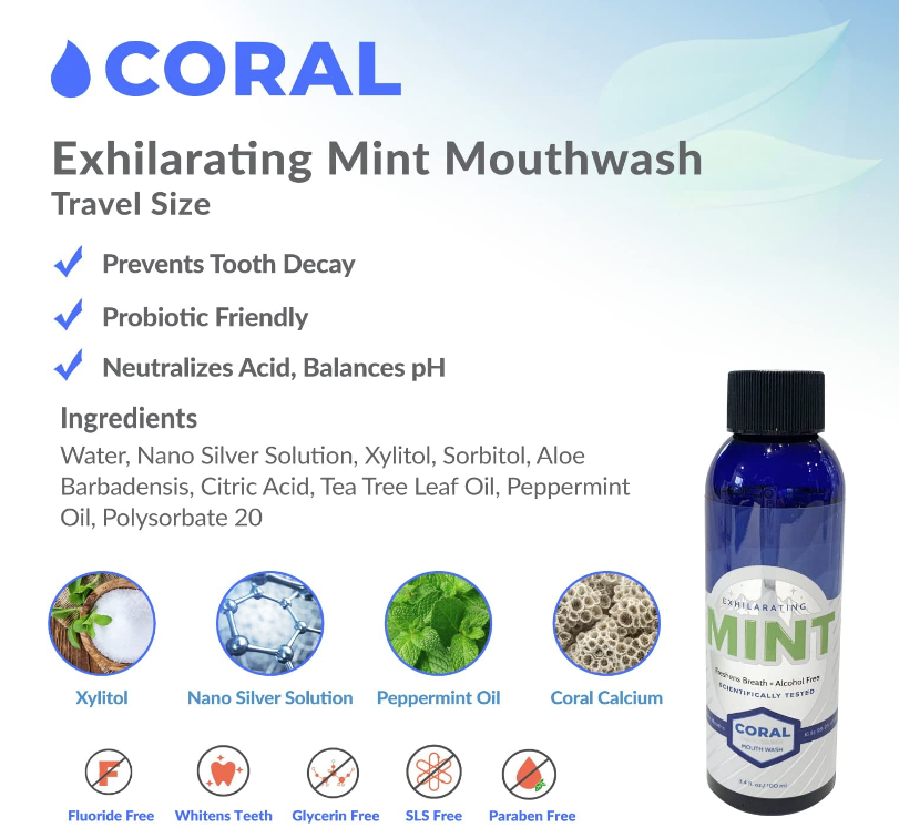 Coral Nano Silver Mouthwash Mint (3.4 oz)