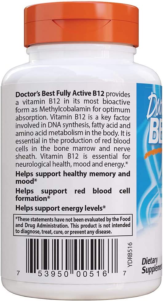 Fully Active B12, 1,500 mcg, 180 Veggie Caps, by Doctor's Best