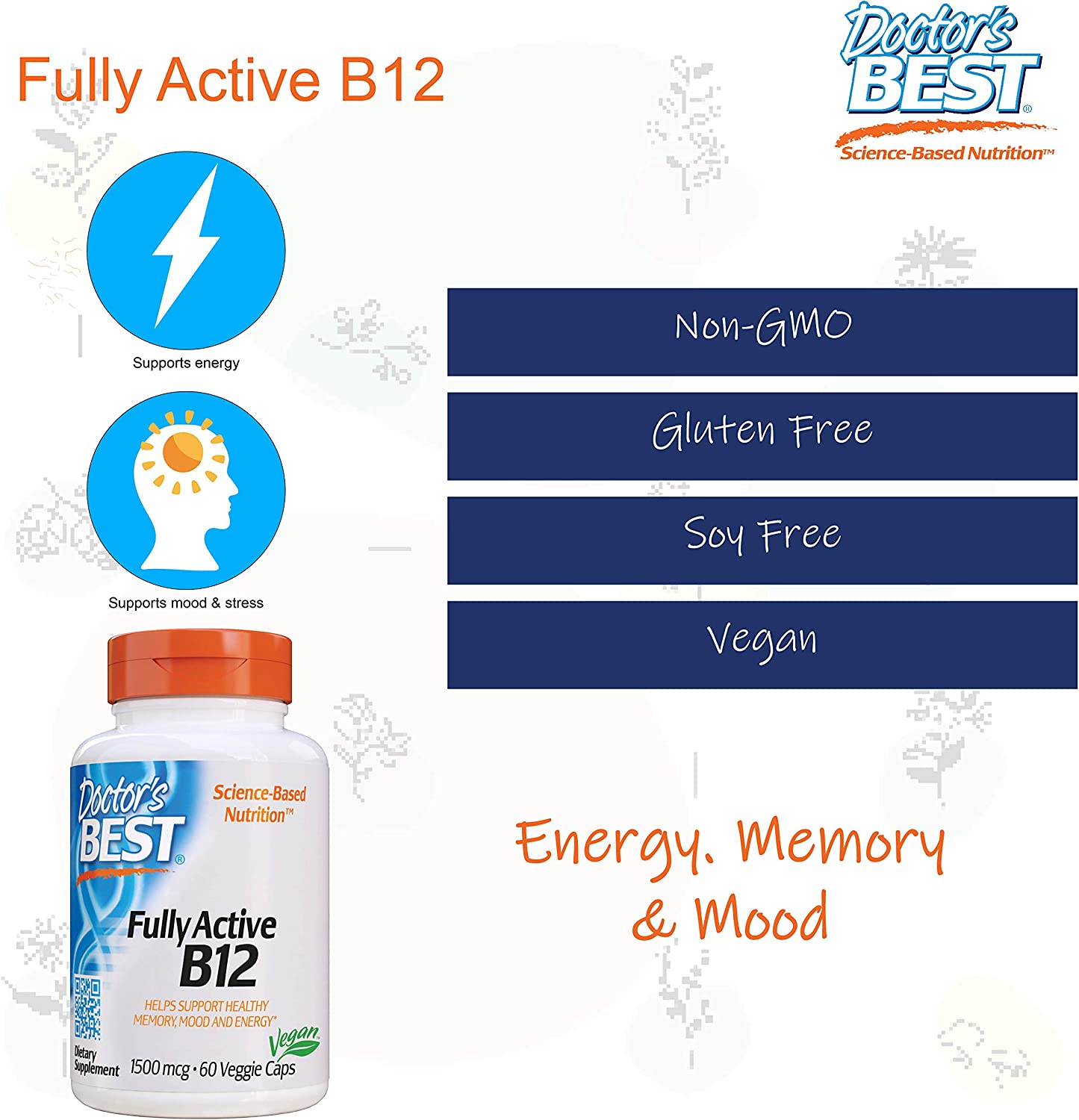 Fully Active B12, 1,500 mcg, 180 Veggie Caps, by Doctor's Best