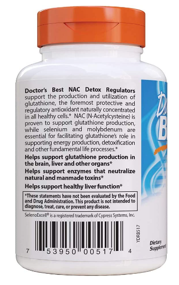 NAC Detox Regulators with Seleno Excell®, 600mg, 180 Veggie Caps, by Doctor's Best