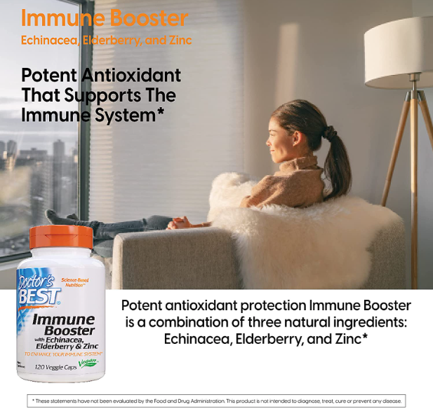 Immune Booster with Echinacea, Elderberry & Zinc, 120 Veggie Caps, by Doctor's Best