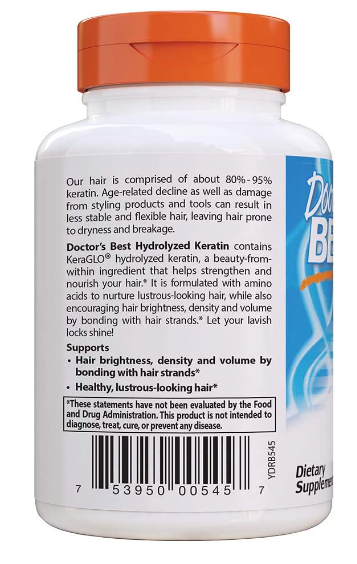 Hydrolyzed Keratin, 500 mg 60 Veggie Caps, by Doctor's Best