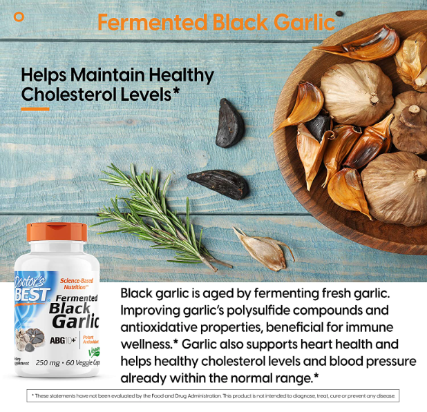 Fermented Black Garlic ABG10+, 250 mg 60 Veggie Caps, by Doctor's Best