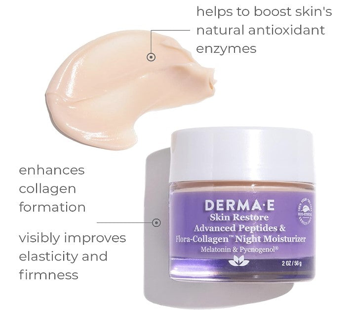 Advanced Peptides & Flora-Collagen Night Moisturizer, 2 oz (56 g), by DERMA-E