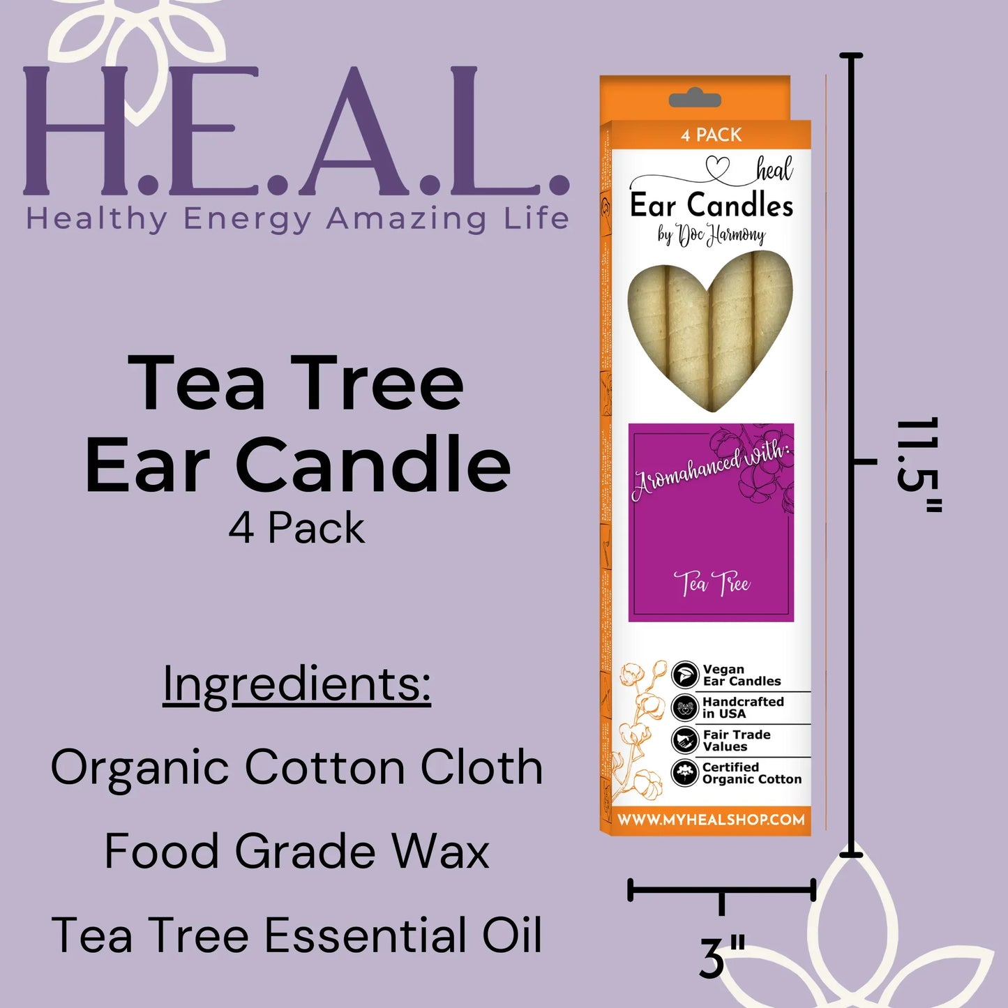 Tea Tree Harmony's Ear Candles - 4 Pack