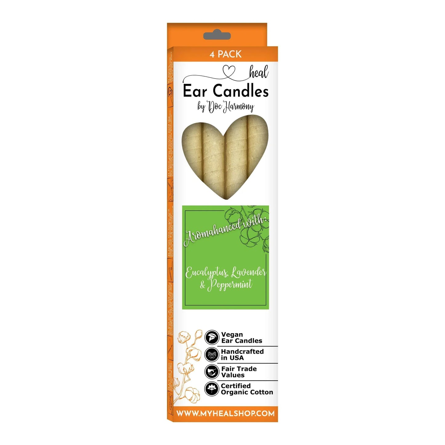 Eucalyptus, Lavender & Peppermint Harmony's Ear Candles - 4 Pack