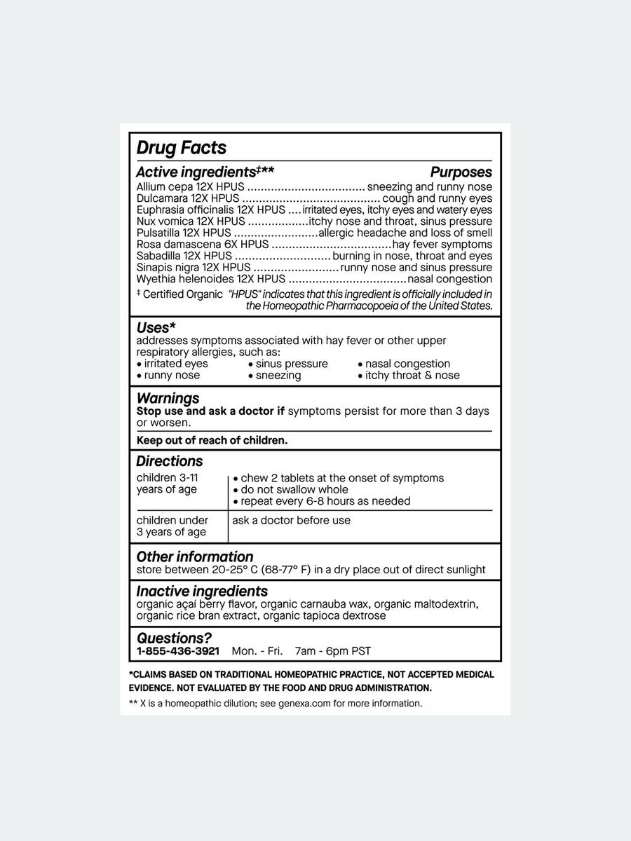 Kids' Allergy Care - 60 Acai Berry Chewable Tablets, by Genexa