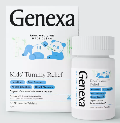 Kids' Tummy Relief, 30 Organic Berry & Vanilla Chewable Tablets, by Genexa