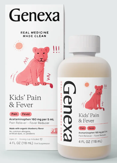 Kids' Pain & Fever, Organic Blueberry Flavor, 4 fl oz (118 mL), by Genexa