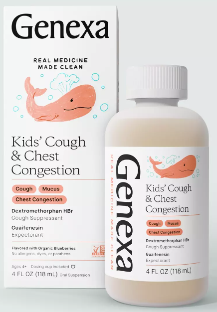 Kids' Cough & Chest Congestion, Organic Blueberry, 4 fl oz (118 mL), by Genexa