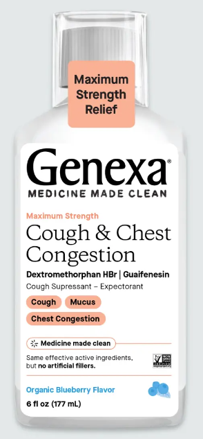 Maximum Strength Cough & Chest Congestion, Organic Blueberry, 6 fl oz (177 mL), by Genexa