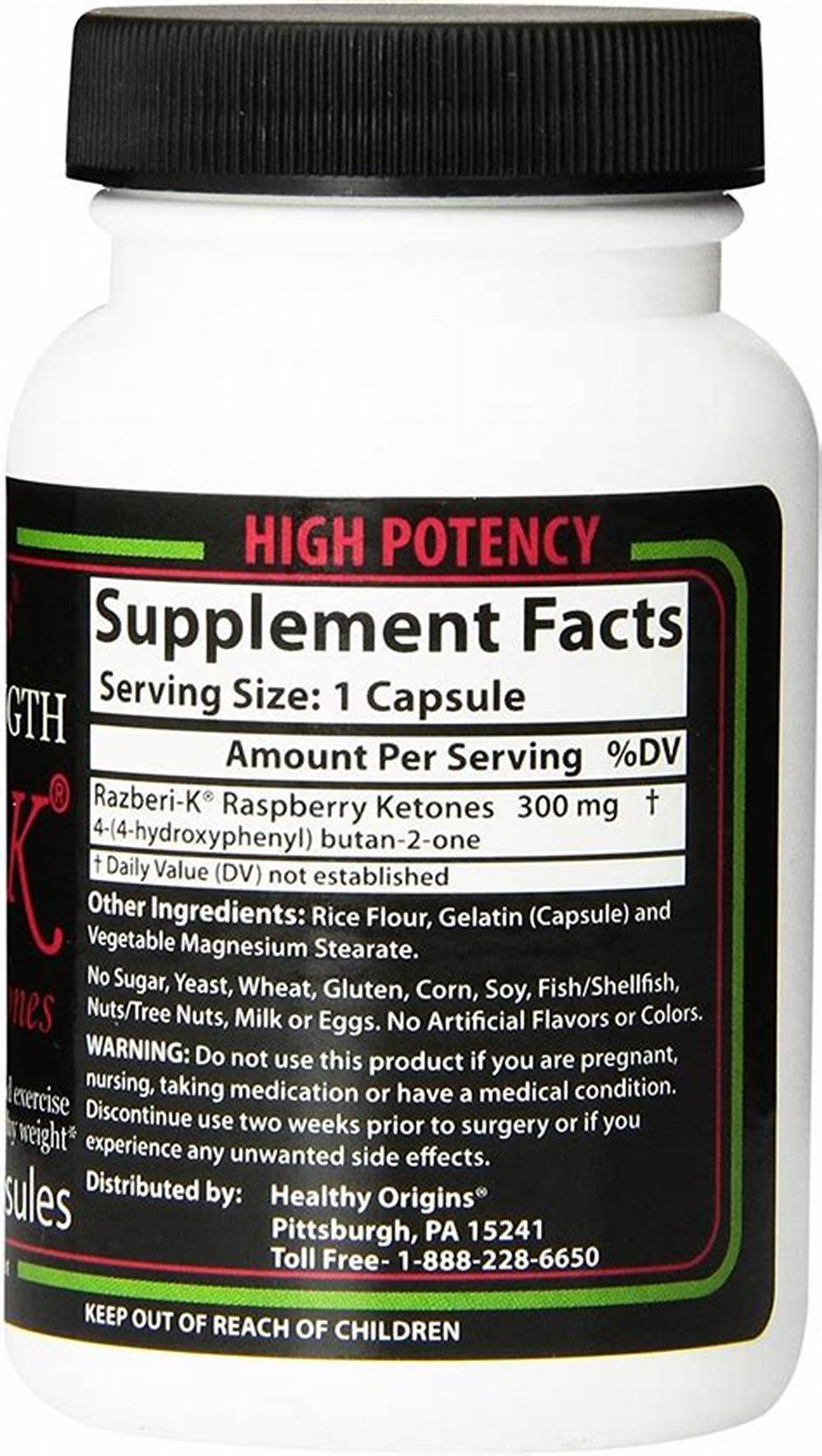 Raspberry Ketones Razberi-K 300 mg 180 Caps by Healthy Origins best price