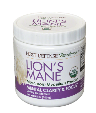 Host Defense Lion's Mane Mushroom Mycelium Powder, 3.5 oz (100g)