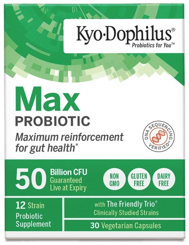 Kyo-Dophilus Max Probiotics 50 Billion CFU, 30 Vegetarian Capsules, by Kyolic