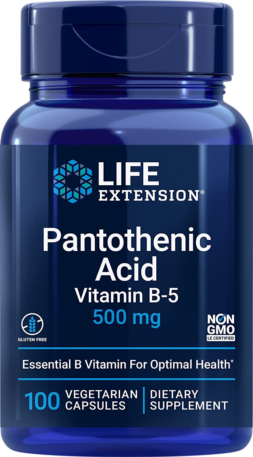 Pantothenic Acid (Vitamin B-5) 500 mg 100 Vegetarian Capsules