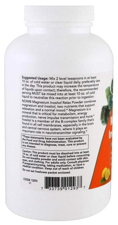 Magnesium Inositol Relax Powder, Lemonade - 16 oz. (454 g), by Now