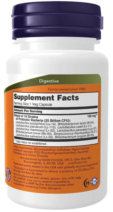 Probiotic-10 25 Billion 30 Veg Capsules, by NOW