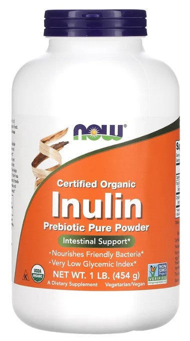 Organic Inulin Prebiotic Pure Powder 1 lb (454 g), by NOW