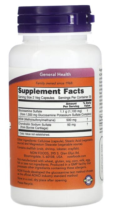 Glucosamine & MSM - 60 Veg Capsules, by NOW