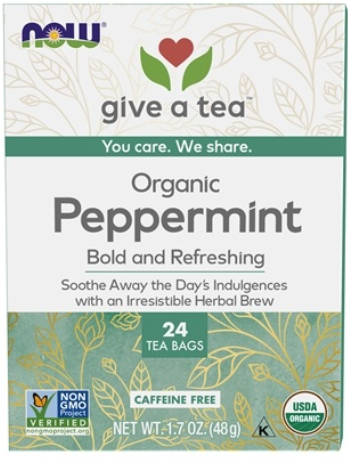 Organic Peppermint Tea, 24 Tea Bags, 1.7 oz (48 g), by NOW