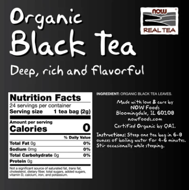 Deep, Rich & Flavorful Organic Black Tea, 24 Tea Bags, 1.7 oz (48 g) by NOW