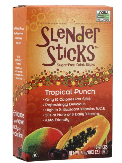 Slender Sticks, Tropical Punch, 12 Sticks, 60g/Box (2.1 oz), by Now Real Food