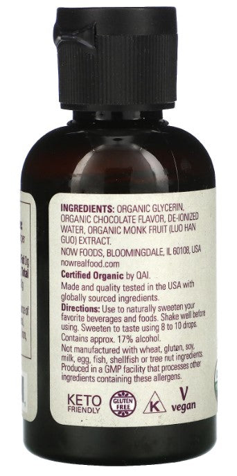 Organic Monk Fruit, Zero-Calorie Liquid Sweetener, Chocolate, 1.8 fl oz (53 ml) by NOW