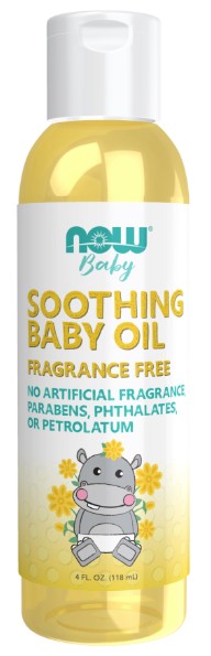 Soothing Baby Oil, Fragrance Free, 4 fl oz (118 mL), by Now Baby